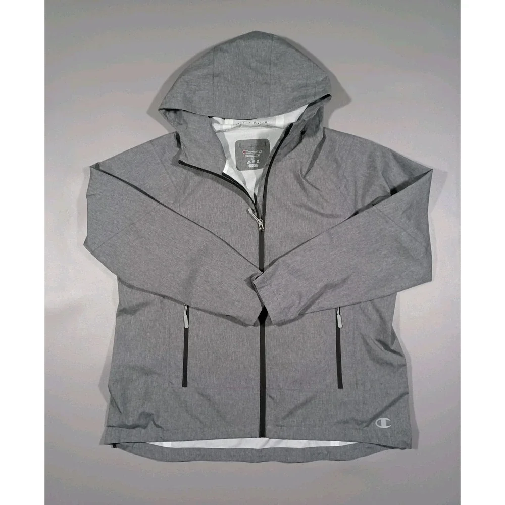Champion Jacket Mens XL Gray Performance Hooded Full‎ Zip Lightweight